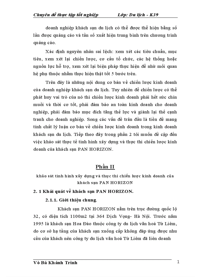 image for page Hoàn thiện chiến lược kinh doanh trong khách sạn Pan Horizon