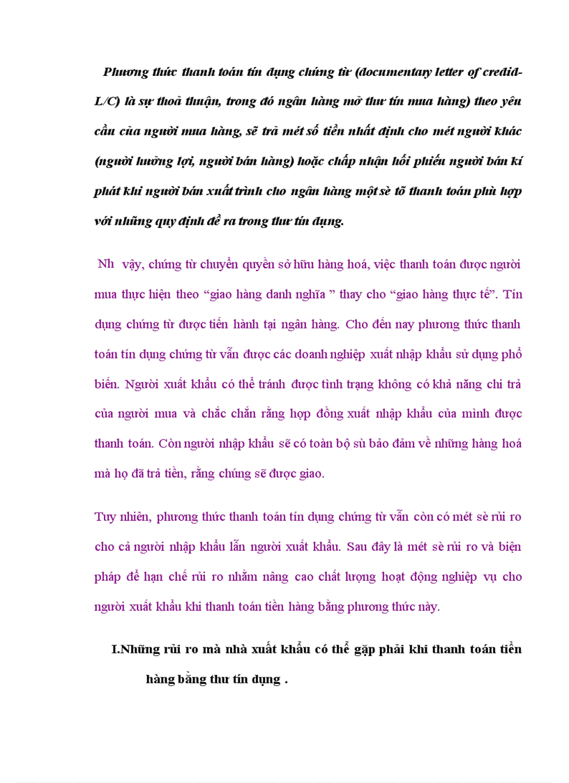 image for page Những rủi ro mà nhà xuất khẩu có thể gặp phải khi thanh toán tiền hàng bằng thư tín dụng