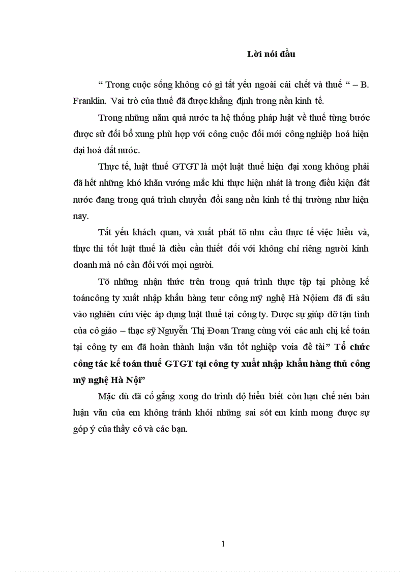 image for page Tổ chức công tác kế toán thuế GTGT tại công ty xuất nhập khẩu hàng thủ công mỹ nghệ Hà Nội 1