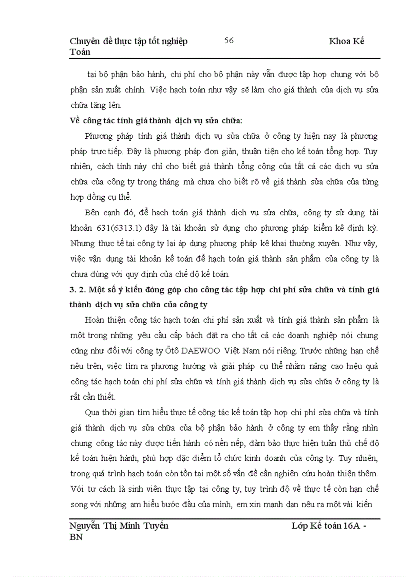 image for page Hoàn thiện công tác kế toán tập hợp chi phí sửa chữa và tính giá thành dịch vụ sửa chữa ở công ty ôtô DAEWOO Việt Nam 1