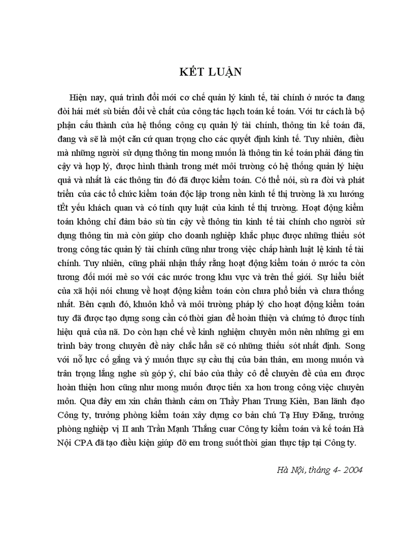 image for page Lập kế hoạch kiểm toán trong quy trình kiểm toán Báo cáo tài chính do Công ty kiểm toán và kế toán Hà Nội CPA thực hiện 1