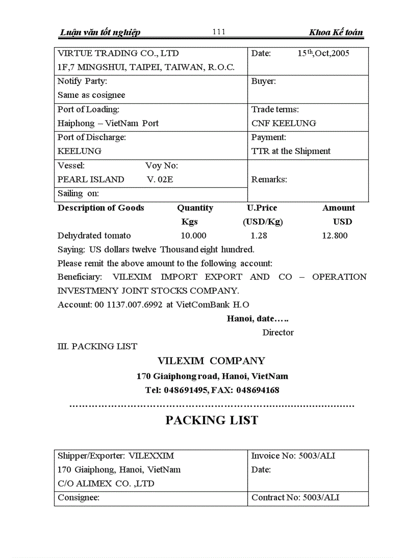 image for page Hoàn thiện hạch toán lưu chuyển hàng hóa xuất khẩu và xác định kết quả tiêu thụ hàng xuất khẩu tại Công Ty CP XNK HTĐT VILEXIM 1