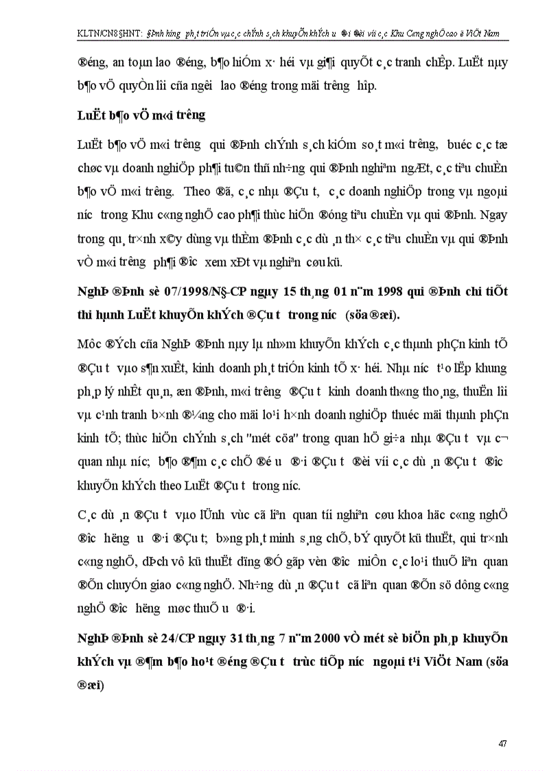 image for page Định hướng phát triển và các chính sách khuyến khích ưu đãi đối với các Khu công nghệ cao ở Việt Nam