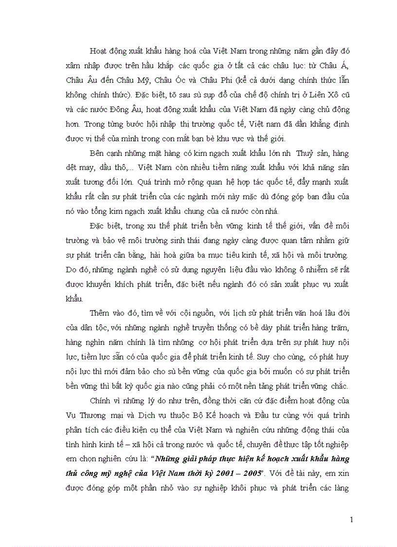 Những giải pháp thực hiện kế hoạch xuất khẩu hàng thủ công mỹ nghệ của Việt Nam thời kỳ 2001 2005 1