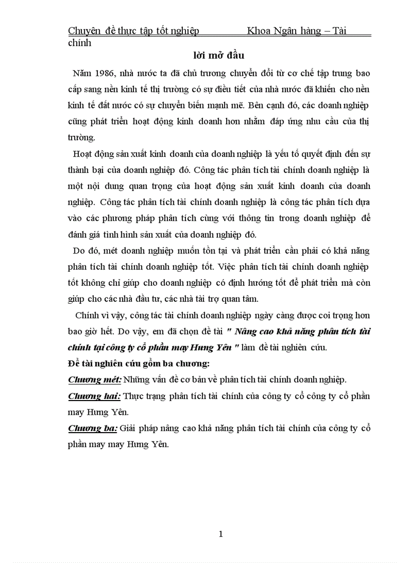 image for page Nâng cao khả năng phân tích tài chính tại công ty cổ phần may Hưng Yên