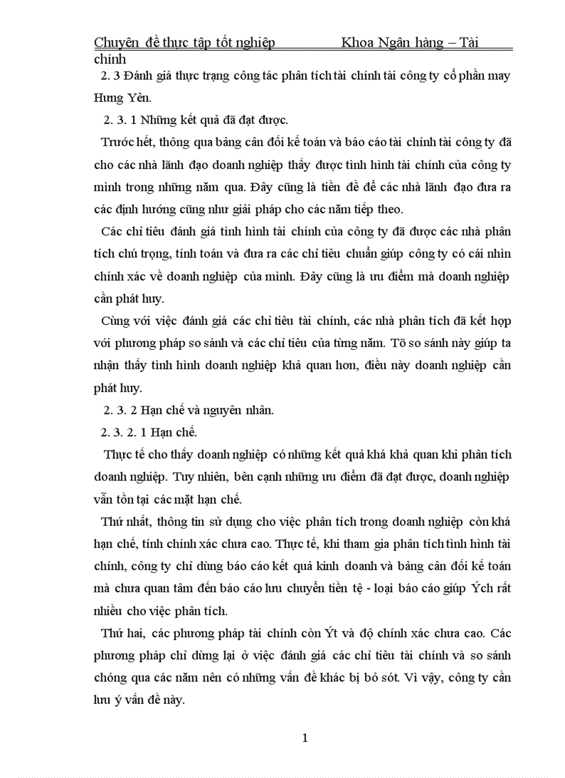 image for page Nâng cao khả năng phân tích tài chính tại công ty cổ phần may Hưng Yên