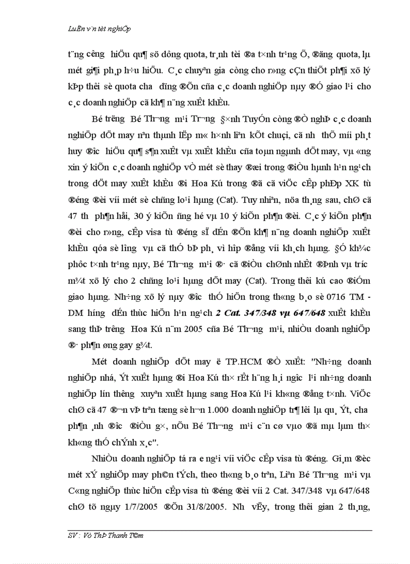 image for page Thúc đẩy xuất khẩu hàng dệt may vào thị trường Hoa Kỳ khi Việt Nam chưa gia nhập W T O và còn áp dụng hạn ngạch quota