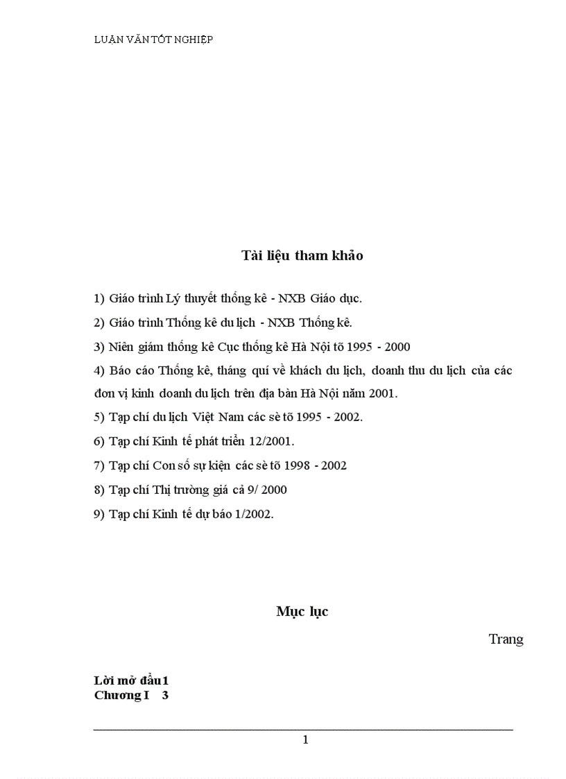 image for page Vận dụng phương pháp dãy số thời gian phân tích biến động doanh thu du lịch thời kỳ 1995 2001 và dự đoán doanh thu du lịch thời kỳ 2002 2003 trên địa bàn Hà Nội