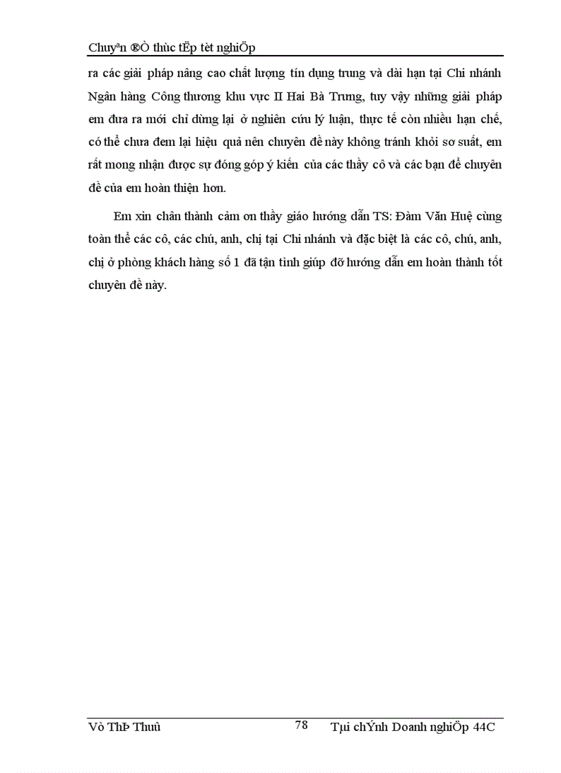 image for page Các giải pháp nâng cao chất lượng tín dụng trung và dài hạn tại Chi nhánh Ngân hàng Công thương khu vực II Hai Bà Trưng