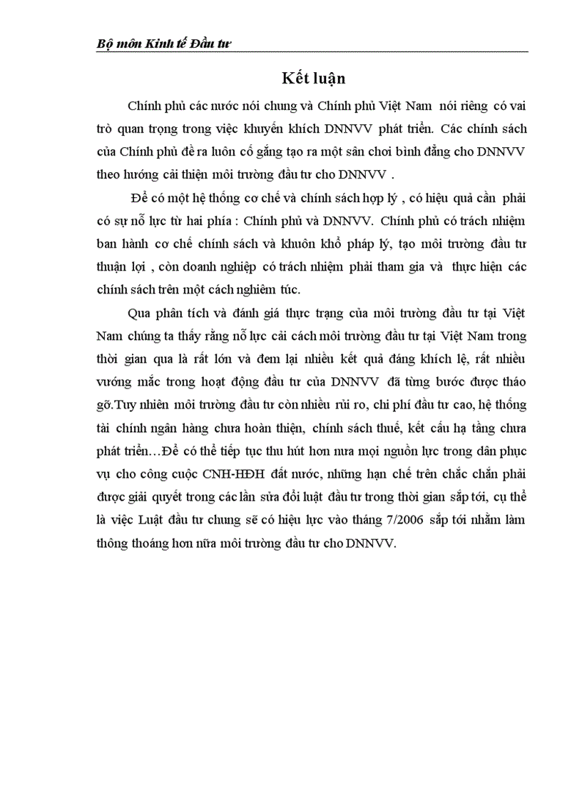 image for page Môi trường đầu tư với sự phát triển của DNNVV Việt Nam 1