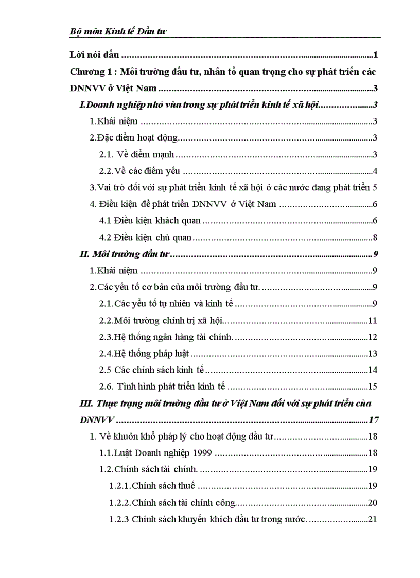 image for page Môi trường đầu tư với sự phát triển của DNNVV Việt Nam 1