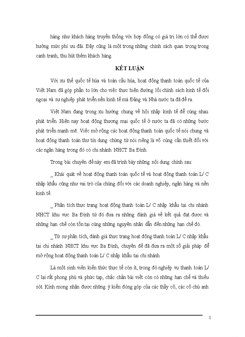 image for page Mở rộng hoạt động thanh toán L C nhập khẩu tại chi nhánh NHCT khu vực Ba Đình