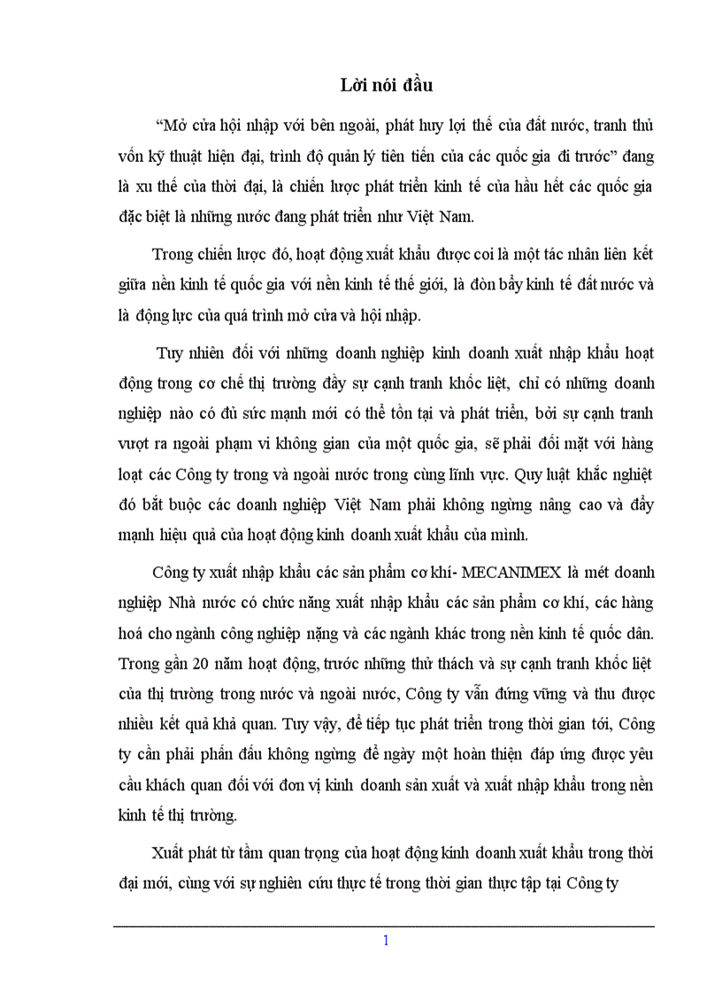 Biện pháp đẩy mạnh hoạt động xuất khẩu hàng hoá của Công ty xuất nhập khẩu các sản phẩm cơ khí MECANIMEX