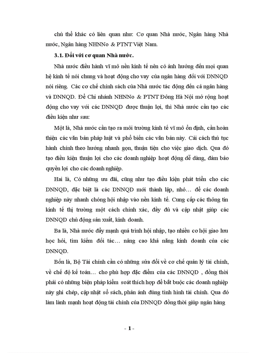 image for page Mở rộng cho vay đối với các doanh nghiệp ngoài quốc doanh tại Chi nhánh NHNo PTNT Đông Hà Nội