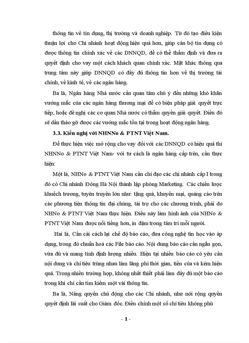 image for page Mở rộng cho vay đối với các doanh nghiệp ngoài quốc doanh tại Chi nhánh NHNo PTNT Đông Hà Nội