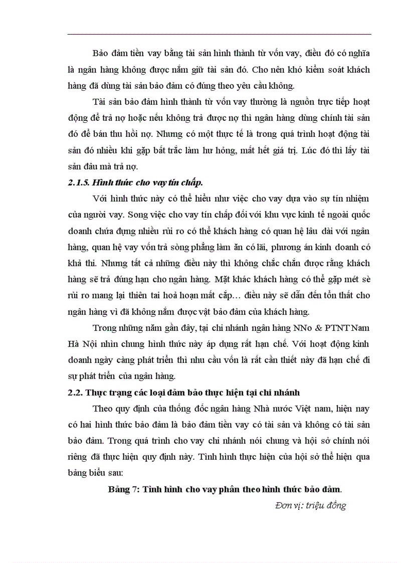 image for page Giải pháp hoàn thiện công tác bảo đảm tiền vay tại ngân hàng Nông nghiệp và phát triển nông thôn Chi nhánh Nam Hà Nội 1