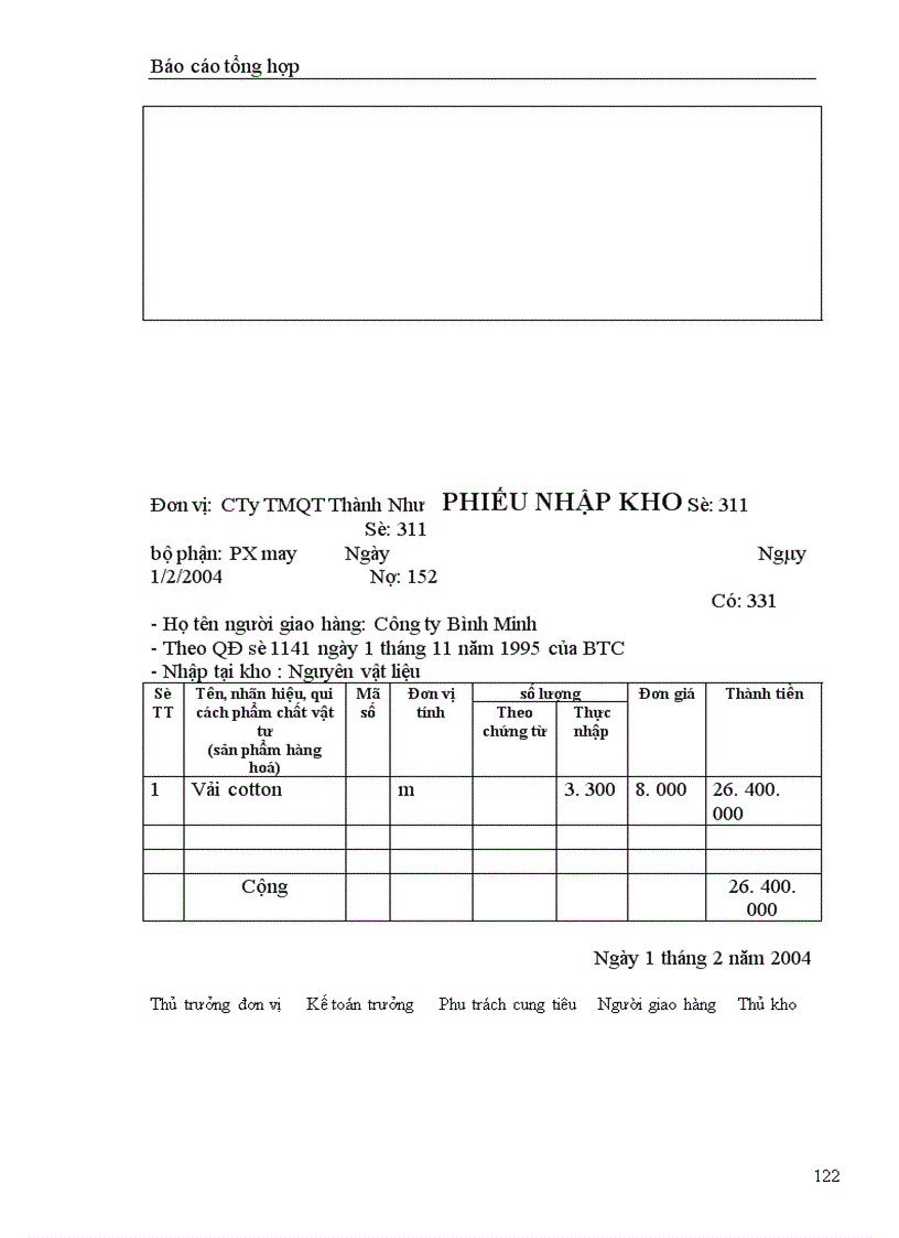 image for page bộ máy kế toán hình thức sổ kế toán tại Công ty cổ phần quốc tế thương mại Thành Như