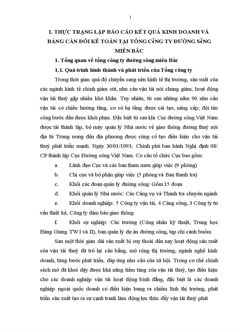 image for page hoàn thiện lập Bảng cân đối kế toán và Báo cáo kết quả kinh doanh tại Tổng công ty đường sông miền Bắc