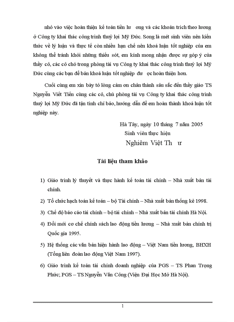 image for page Hoàn thiện kế toán tiền lương và các khoản trích theo lương tại Công ty khai thác công trình thuỷ lợi Mỹ Đức Hà Tây 1