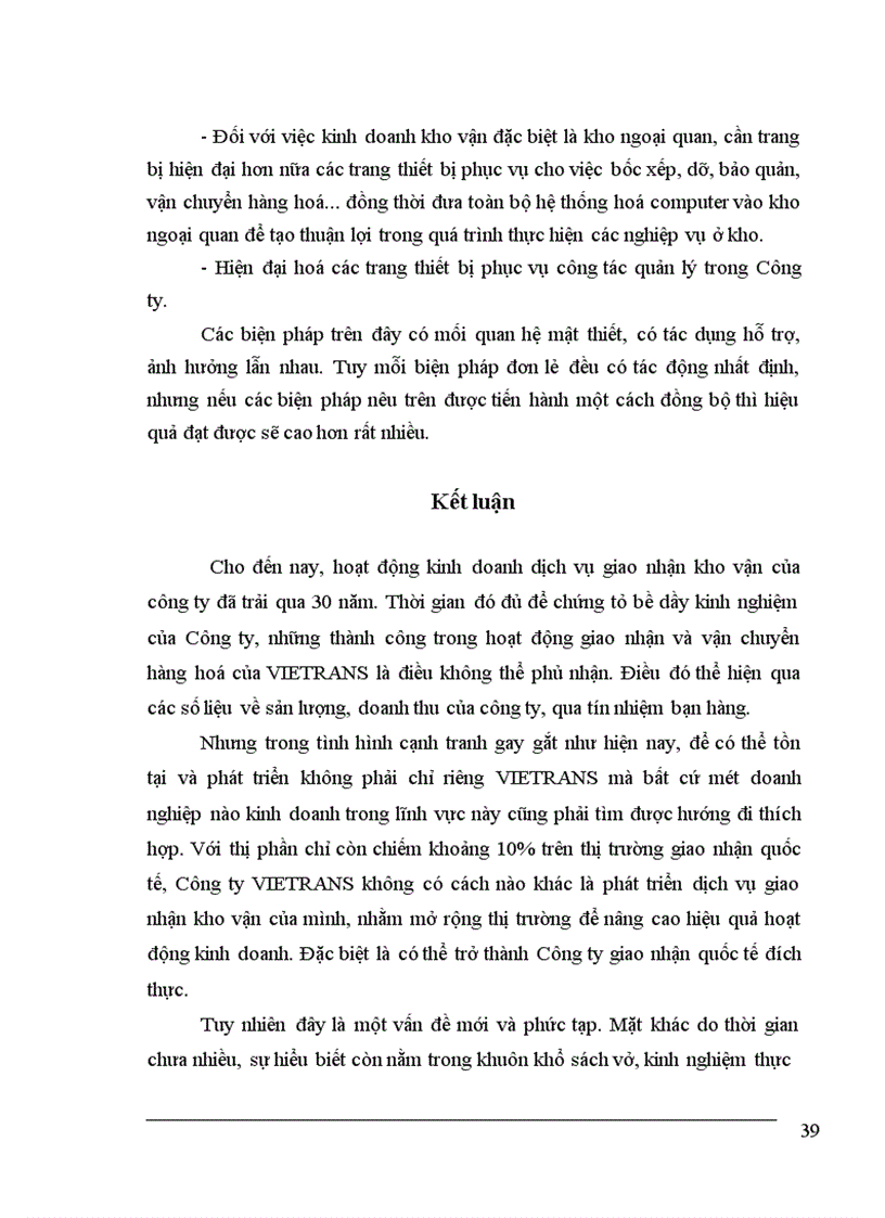 image for page Tình hình hoạt động kinh doanh dịch vụ giao nhận kho vận tại Vietrans 1