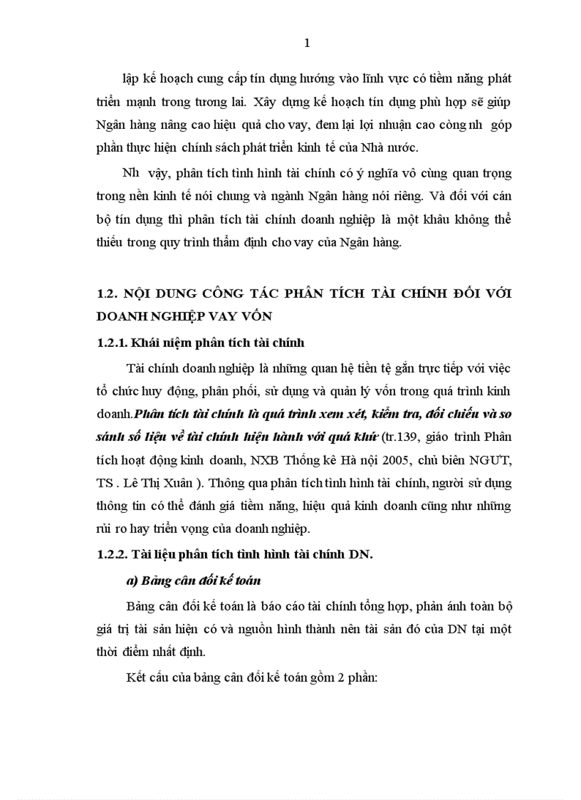 Thực trạng công tác phân tích tài chính các doanh nghiệp phục vụ cho hoạt động tín dụng của SGDI NHCT VN