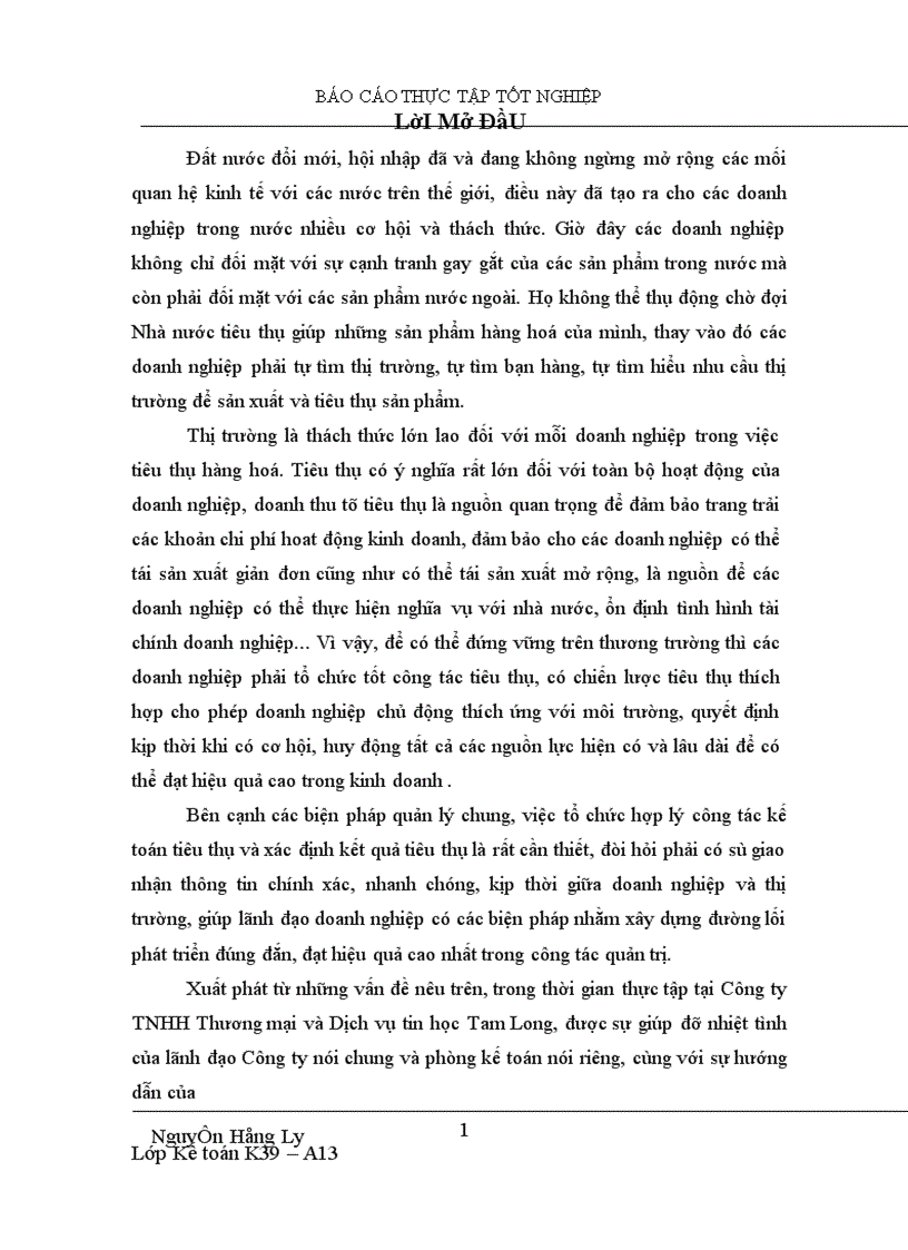 image for page Tổ chức kế toán tiêu thụ và xác định kết quả tiêu thụ hàng hoá tại Công ty TNHH Thương mại và Dịch vụ tin học Tam Long