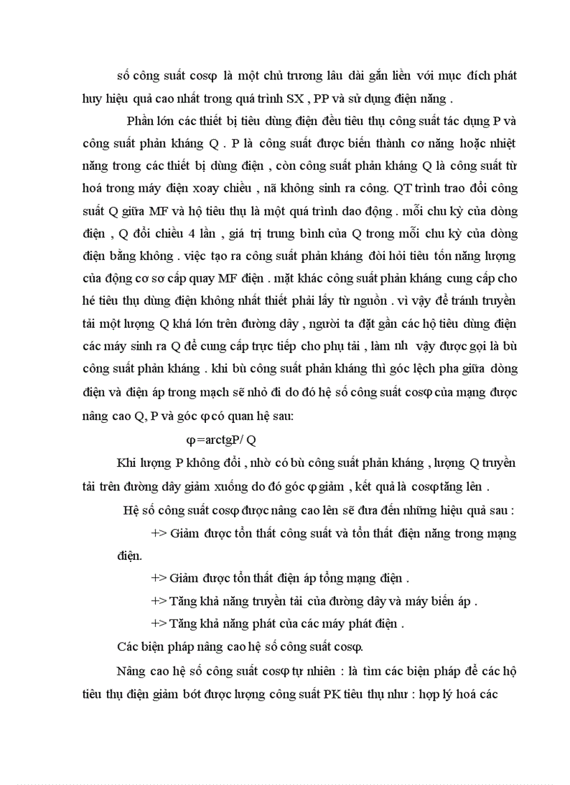 image for page Tính toán bù công suất phản kháng để nâng cao hệ sốcông suất cho nhà máy