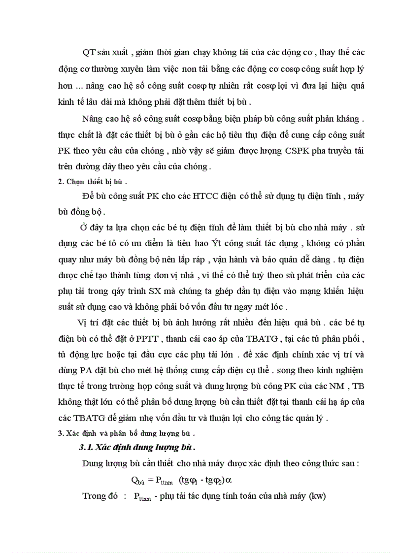 image for page Tính toán bù công suất phản kháng để nâng cao hệ sốcông suất cho nhà máy