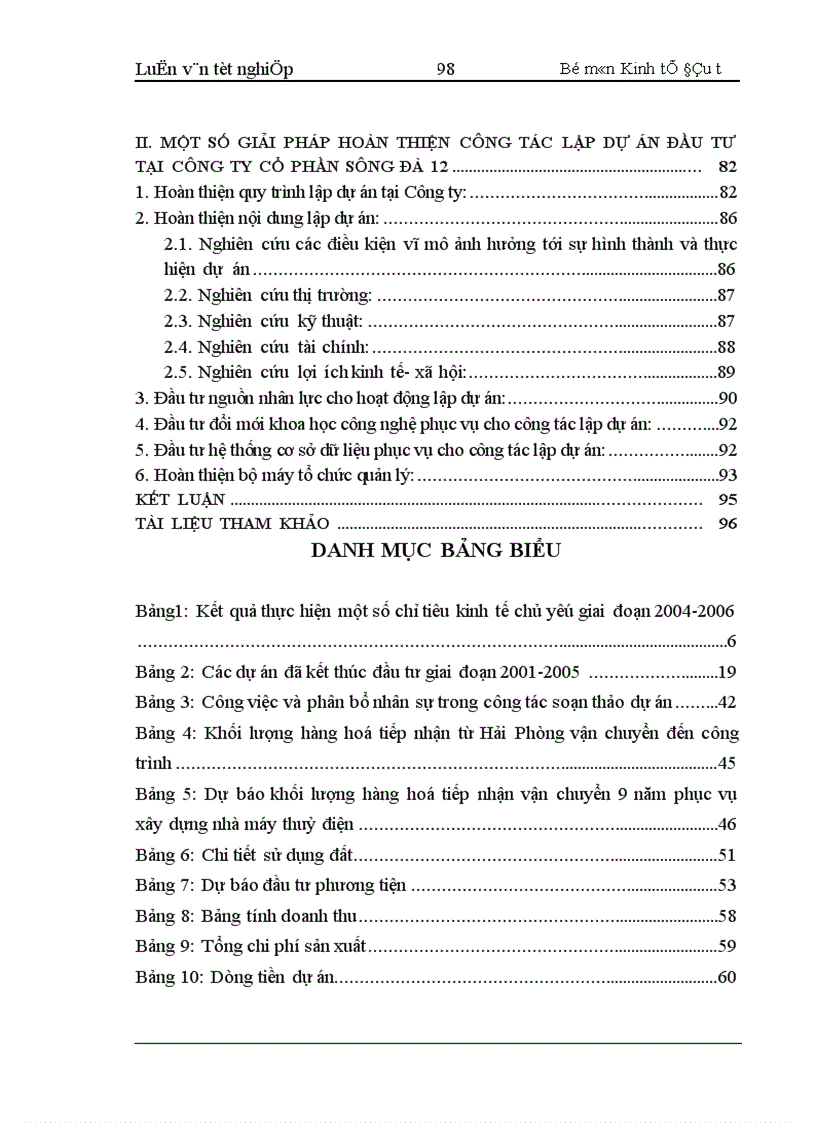 image for page Hoàn thiện công tác lập dự án đầu tư tại Công ty cổ phần Sông Đà 12