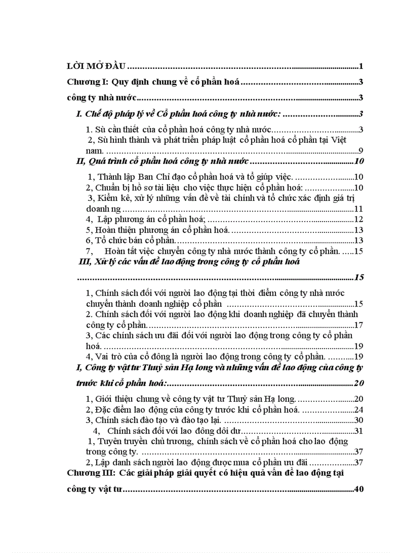 image for page Những vấn đề pháp lý về chính sách đối với người lao động trong quá trình cổ phần hoá Công ty Vật tư Thuỷ sản Hạ Long