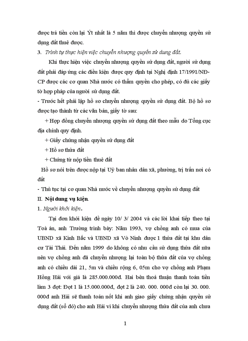image for page Phân tích quá trình giải quyết tranh chấp hợp đồng chuyển nhượng quyền sử dụng đất giữa anh Nguyễn Như Trường và anh Phạm Hồng Hải ở tỉnh Bắc Ninh