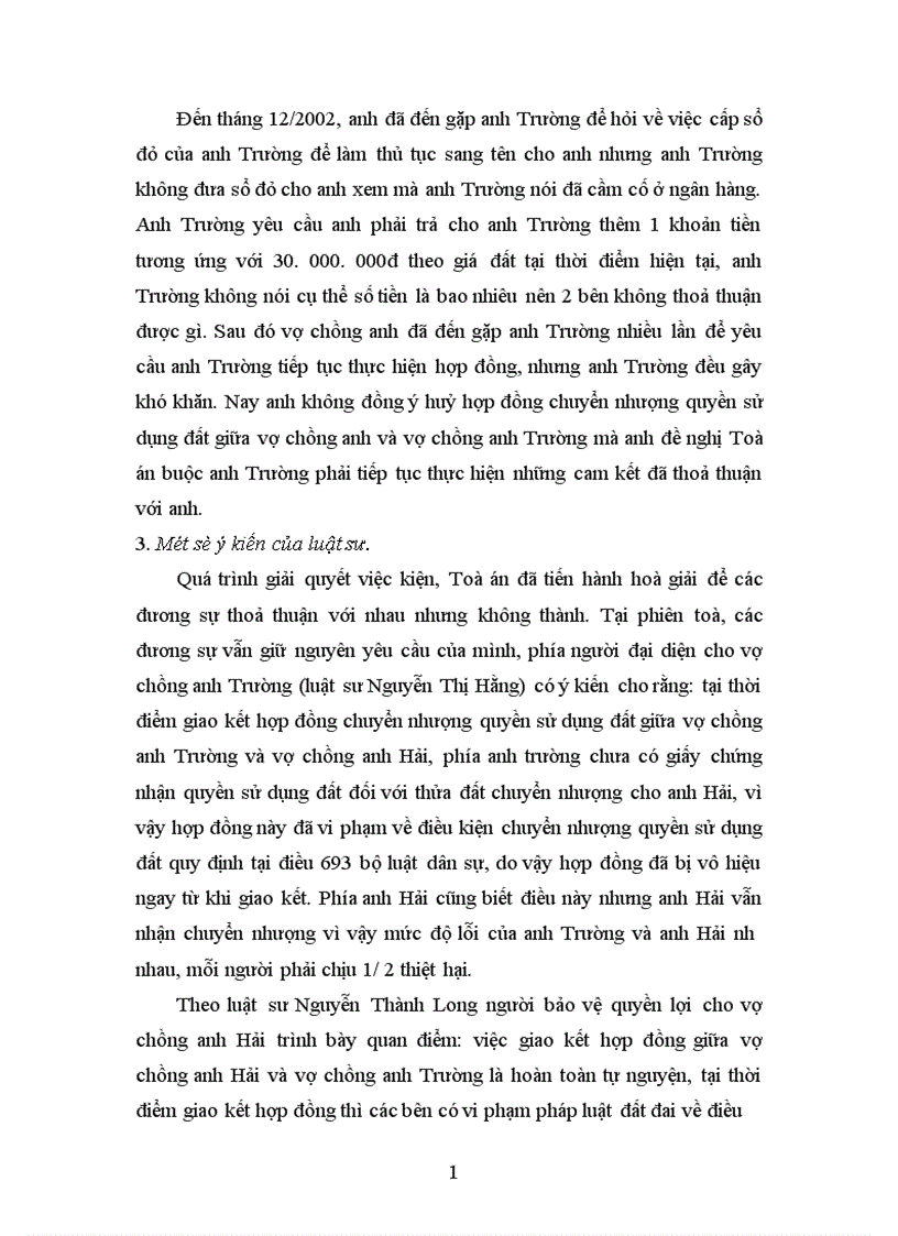 image for page Phân tích quá trình giải quyết tranh chấp hợp đồng chuyển nhượng quyền sử dụng đất giữa anh Nguyễn Như Trường và anh Phạm Hồng Hải ở tỉnh Bắc Ninh