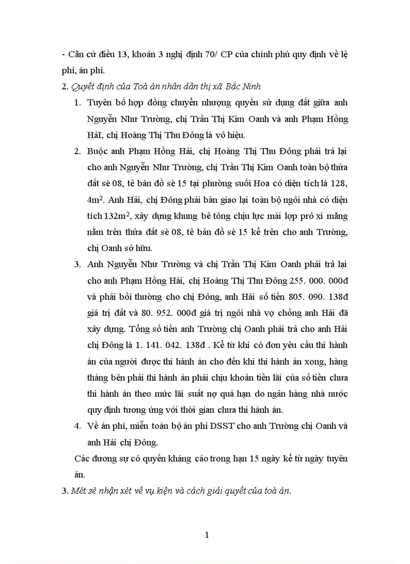 image for page Phân tích quá trình giải quyết tranh chấp hợp đồng chuyển nhượng quyền sử dụng đất giữa anh Nguyễn Như Trường và anh Phạm Hồng Hải ở tỉnh Bắc Ninh