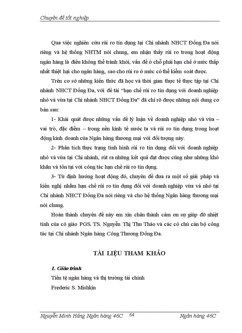 image for page Hạn chế rủi ro tín dụng đối với các doanh nghiệp nhỏ và vừa tại Chi nhánh NHCT quận Đống Đa