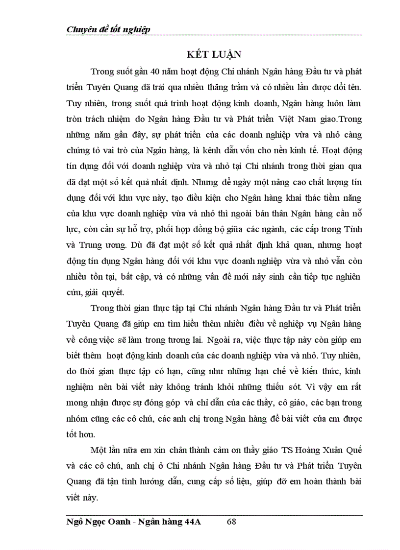 image for page Giải pháp nâng cao chất lượng tín dụng đối với doanh nghiệp vừa và nhỏ tại Chi nhánh Ngân hàng Đầu tư và Phát triển Tuyên Quang