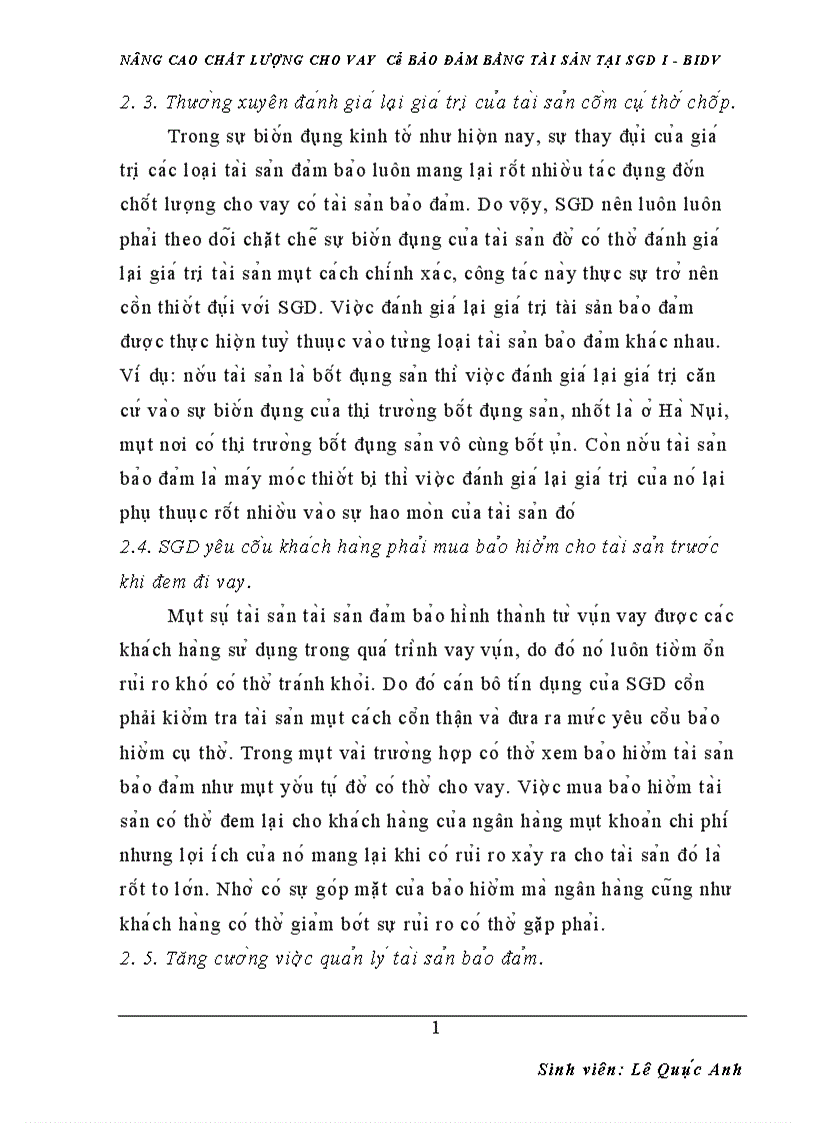 image for page nâng cao chất lượng cho vay có bảo đảm bằng tài sản tại sgd i bidv 1