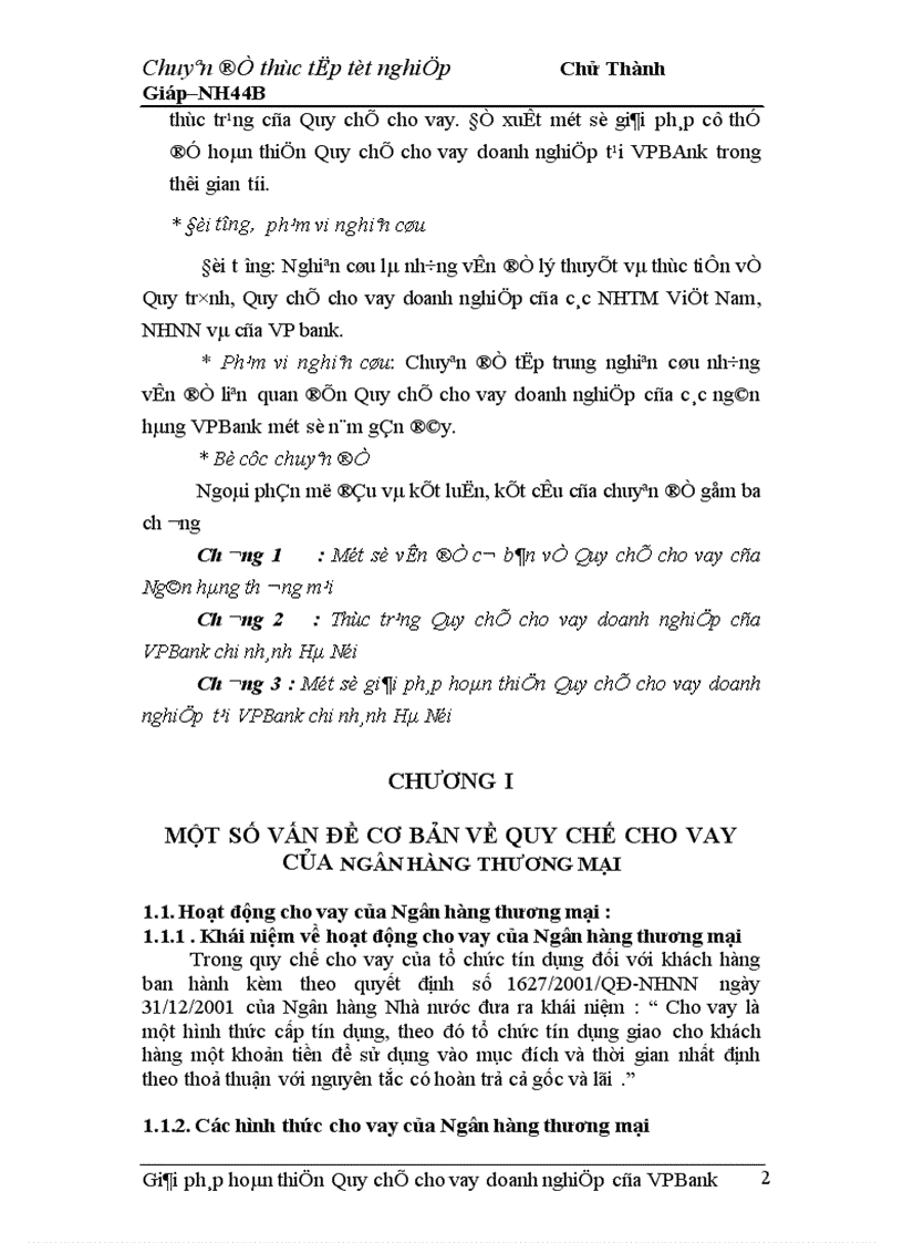 image for page Giải pháp hoàn thiện Quy chế cho vay doanh nghiệp của VPBank chi nhánh Hà Nội 1
