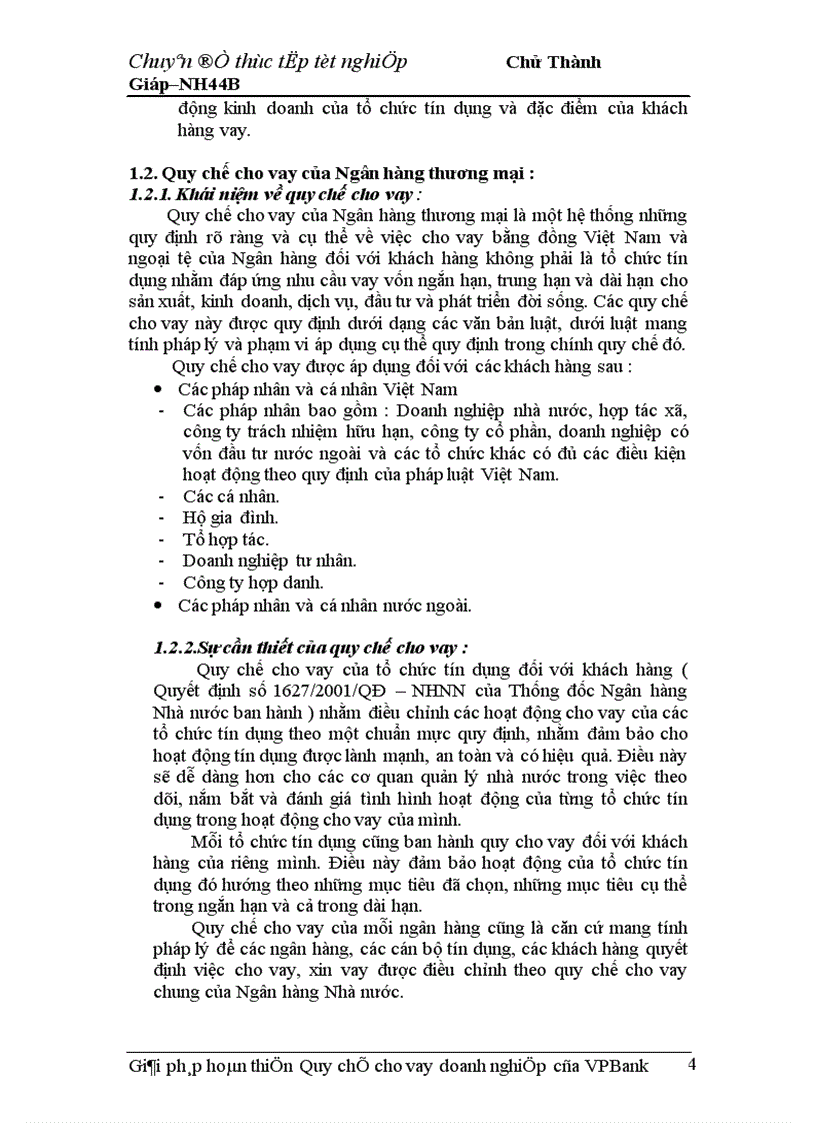 image for page Giải pháp hoàn thiện Quy chế cho vay doanh nghiệp của VPBank chi nhánh Hà Nội 1