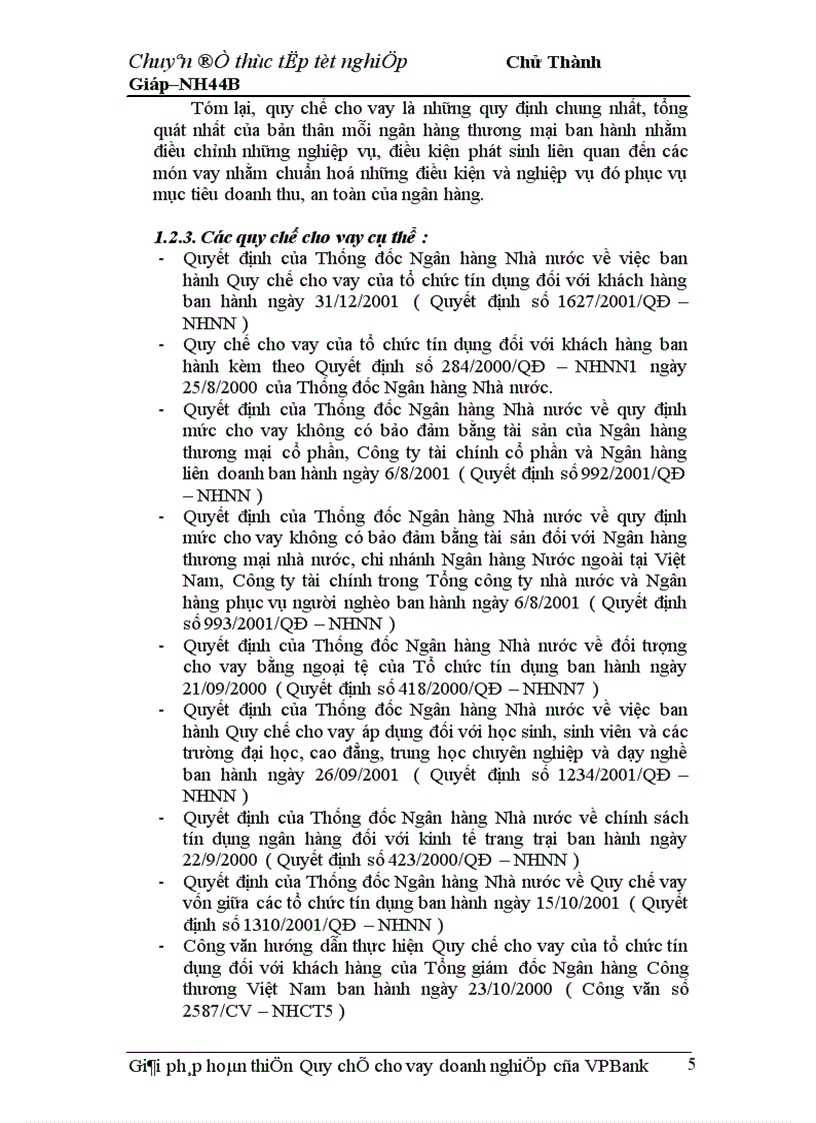 image for page Giải pháp hoàn thiện Quy chế cho vay doanh nghiệp của VPBank chi nhánh Hà Nội 1