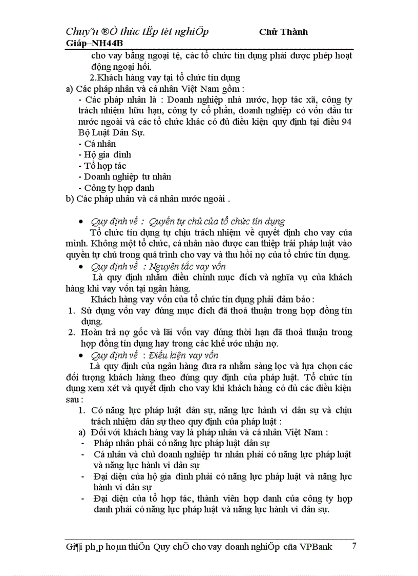 image for page Giải pháp hoàn thiện Quy chế cho vay doanh nghiệp của VPBank chi nhánh Hà Nội 1