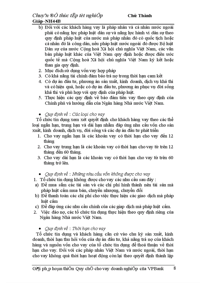 image for page Giải pháp hoàn thiện Quy chế cho vay doanh nghiệp của VPBank chi nhánh Hà Nội 1