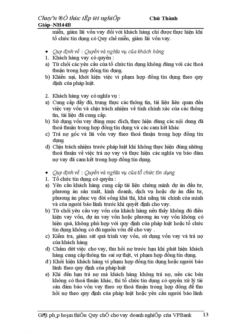 image for page Giải pháp hoàn thiện Quy chế cho vay doanh nghiệp của VPBank chi nhánh Hà Nội 1