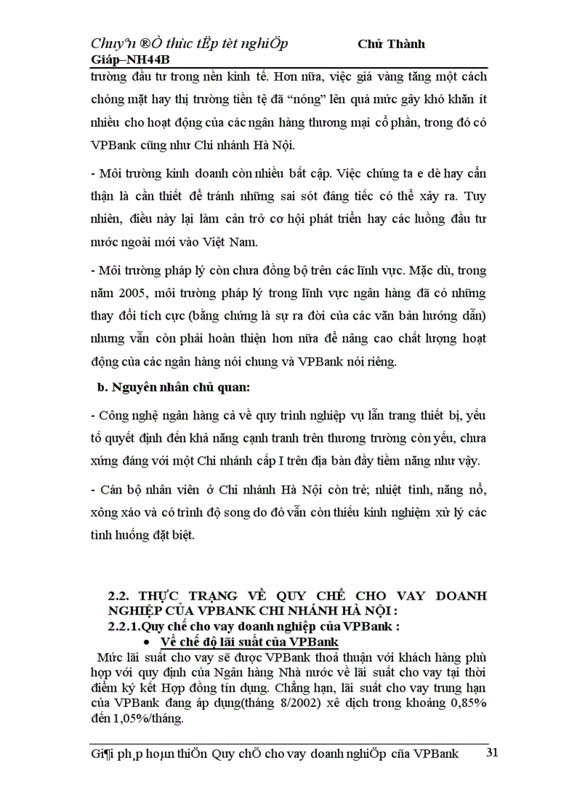 image for page Giải pháp hoàn thiện Quy chế cho vay doanh nghiệp của VPBank chi nhánh Hà Nội 1