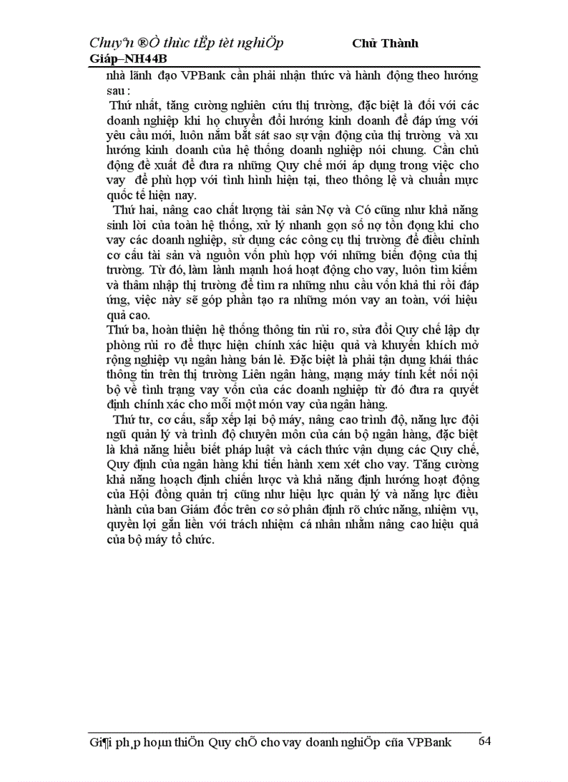 image for page Giải pháp hoàn thiện Quy chế cho vay doanh nghiệp của VPBank chi nhánh Hà Nội 1