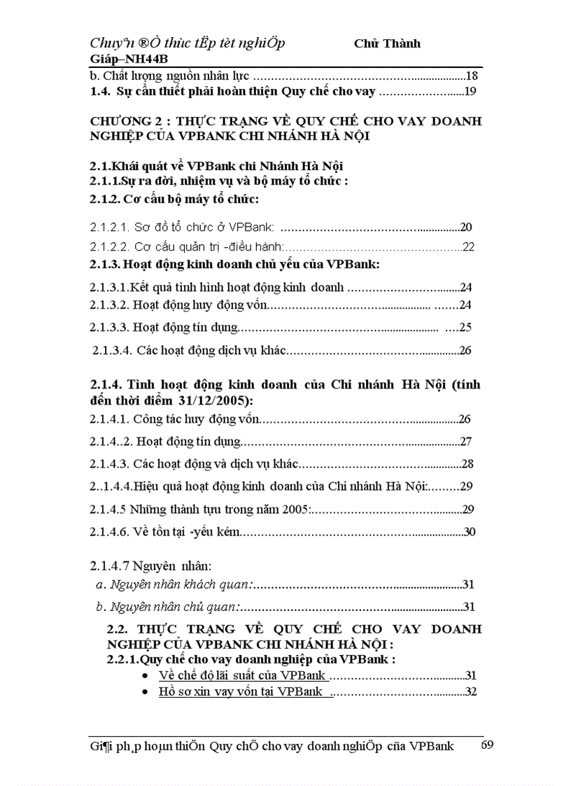 image for page Giải pháp hoàn thiện Quy chế cho vay doanh nghiệp của VPBank chi nhánh Hà Nội 1