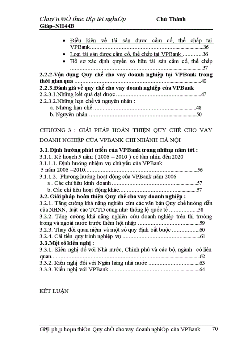 image for page Giải pháp hoàn thiện Quy chế cho vay doanh nghiệp của VPBank chi nhánh Hà Nội 1