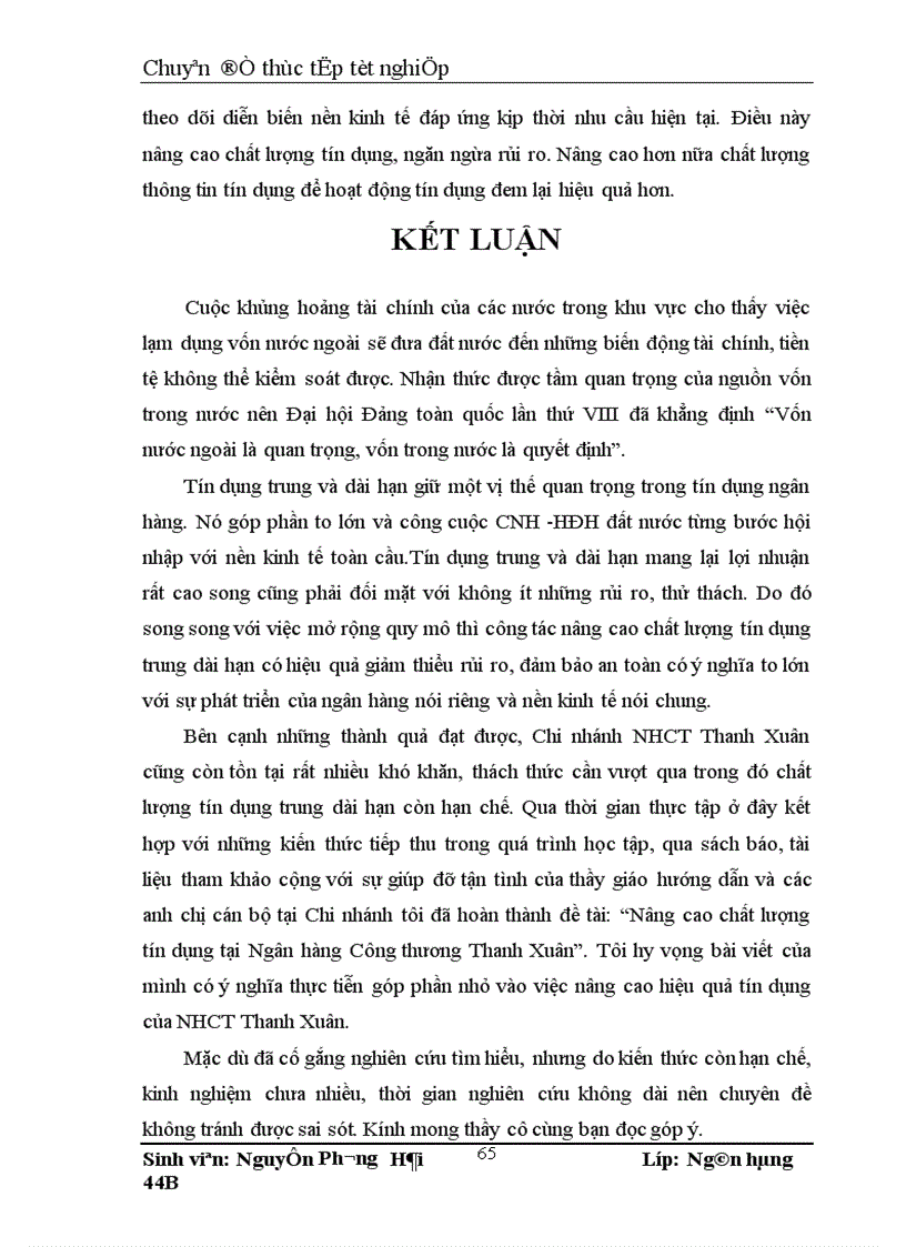 image for page Nâng cao chất lượng tín dụng trung và dài hạn tại Chi nhánh NHCT Thanh Xuân 1