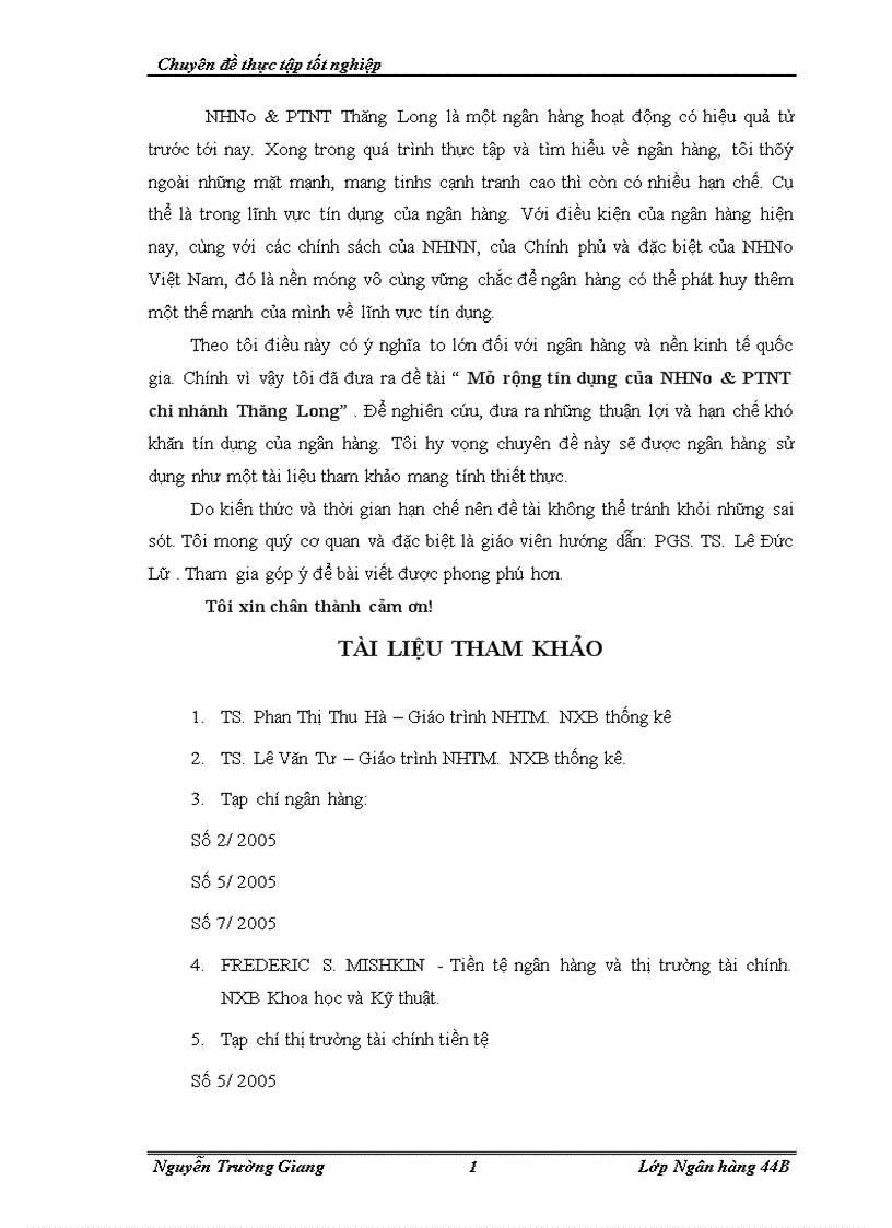 image for page Mở rộng tín dụng tại NHNo PTNT chi nhánh Thăng Long