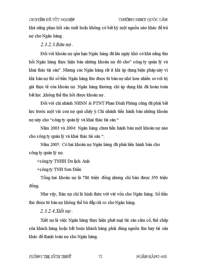 image for page Giải pháp hạn chế và xử lý nợ quá hạn tại chi nhánh Ngân hàng NHNN PTNT Phan Đình Phùng Hà Nội