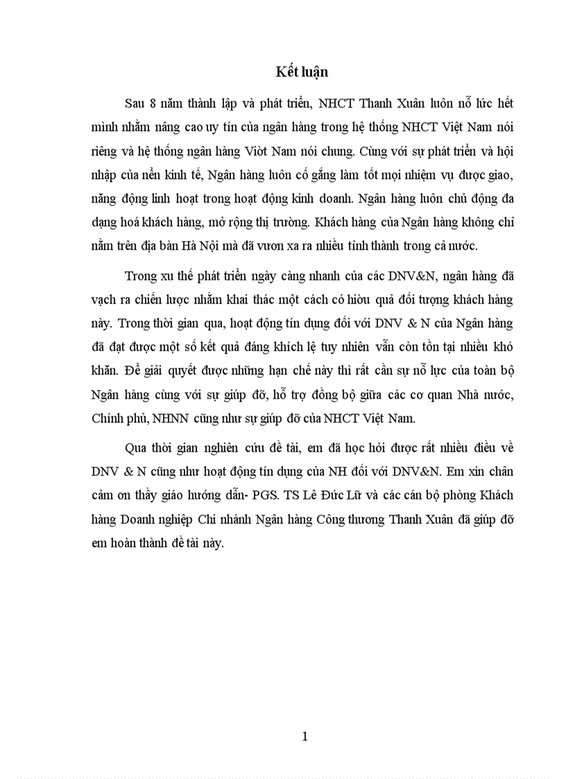 image for page Nâng cao chất lượng tín dụng đối với doanh nghiệp vừa và nhỏ tại Ngân hàng Công thương Thanh Xuân 1